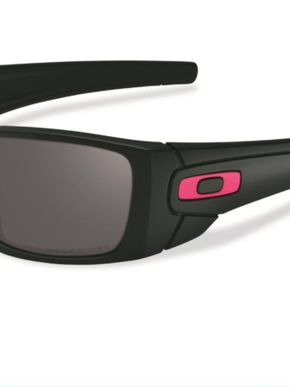 Oakley Women's Matte Black/Pink Logo Polarized Sunglasses with Crack in Frame